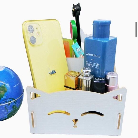 Kitty Cat Meow Meow White Pen and Pencil Holder - Picture 3 of 9